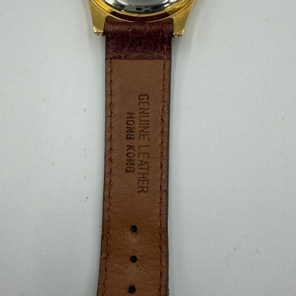 Fossati American Football Quarterback Gold Tone Japan Quartz Leather Watch